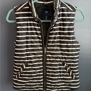 GAP Black Quilted Vest with Gold Zipper